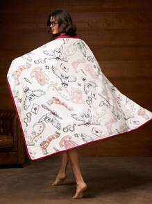 HARRY POTTER X SHEIN 1 Buah Selimut Flanel Hedwig yang Bercahaya dalam Gelap, Lembut & Hangat, Tidak Rontok, Tersedia Berbagai Ukuran untuk Sofa, Tempat Tidur, Waktu Tidur Siang, Natal, Ide Hadiah - MultiWarna - View 4