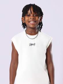 SUMWON Ensemble coordonné de sport Débardeur Pantalon de jogging Sans manches Tenue d'été Tenue d'entraînement Performance Rayure latérale Jeunesse active Ados Streetwear