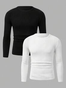 2 pezzi Maglioni a righe regolari da uomo, confezione multipla