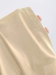 Sweetra 性感别致纯色露背修身高品质复古垂坠领长裙 - 卡其色 - 查看 3