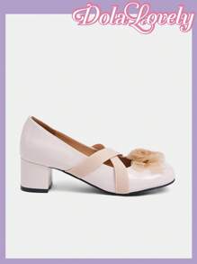 Dola Lovely Women's Round Toe Lolita Style High Heels - Beige - View 7