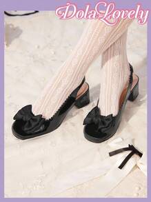Dola Lovely 洛丽塔风格优雅高跟鞋，百搭又可爱 - 黑色 - 查看 5