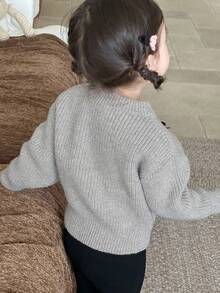 DAZY Pullover à col rond, manches longues pour bébé fille avec décoration de nœud