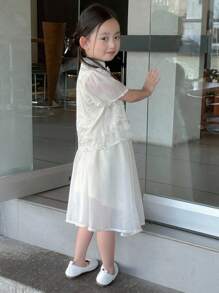 Dazy Kids 2pcs Young Girl Summer Chinese Style Casual Chic Blouse Outfit Set