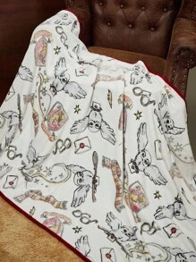 HARRY POTTER X SHEIN 1 Buah Selimut Flanel Hedwig yang Bercahaya dalam Gelap, Lembut & Hangat, Tidak Rontok, Tersedia Berbagai Ukuran untuk Sofa, Tempat Tidur, Waktu Tidur Siang, Natal, Ide Hadiah - MultiWarna - View 7