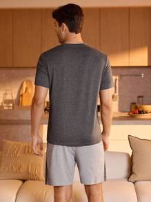 Manfinity Underwear&Sleepwear Basics Men Contrast Panel Pocket Patched PJ Set / Pajama Set - Multicolor - View 2