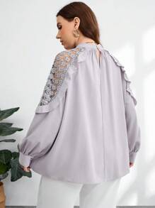 Modelyn Ruffle Lace Shoulder Revealing Sexy Women Luxury Celebrity Fashion Plus Size Blouse Fall Cloth For Women