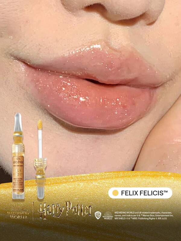 Harry Potter™ X SHEGLAM Magic Elixir Lip Gloss-Felix Felicis™ High Shine Finish Lip Glaze Shine Glitter Moisturizing Lip Care Reduce Lip Fine Lines Smooth Liquid Lipstick Christmas Gift Lip Gloss Graduation Birthday Holiday Summer Fall Autumn Y2K Fancy Fashion Women Makeup Cosmetic Party Beach Travel Camping Outdoors School Campus Trip Festivals Decor Gift Present Rose Girl Cosplay Best Color Charm Vibe