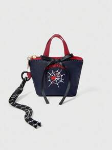 ROMWE Grunge Punk Stylish Dark Spider Web & Spider Pattern Portable Makeup Bag, Halloween - Multicolor - View 1