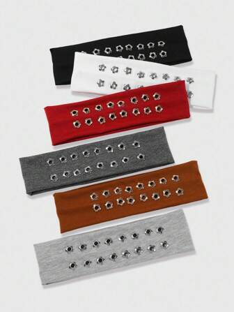 Grunge Punk Set de 6 diademas deportivas con diseño de estrella hueco, estilo rock punk y moda callejera, transpirables, adecuadas para la vida diaria, fiestas callejeras y actividades al aire libre para mujeres jóvenes