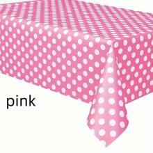 1 块桌布，圆点桌布一次性塑料防水野餐桌布，生日派对、感恩节、婚礼、烧烤、毕业典礼、野餐的桌布