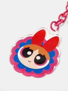 THE POWERPUFF GIRLS X SHEIN Llavero de acrílico con estampado de flores y flores - Multicolor - Ver 3