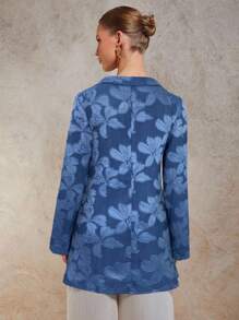 COSMINA Fall Women Clothes Floral Print Turndown Collar Long Sleeve Knotted Front Deep V Blouse,Shirts Gor Women - Blue - View 2