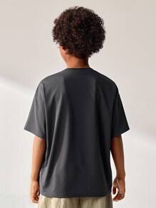 JNSQ 青少年男孩户外休闲运动宽松T恤，儿童圆领趣味字母图形印花户外休闲运动宽松T恤