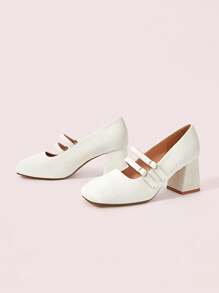 CUCCOO DOLLMOD Casual Fashionable Versatile Solid Color Women High Heels - White - View 9