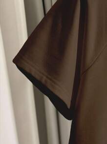 INAWLY 女式休闲插肩袖上衣和短裤两件套 - 咖啡棕 - 查看 7