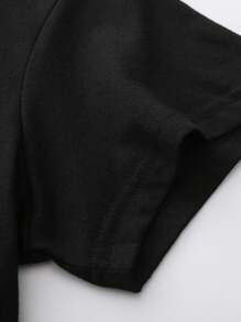 SHEIN 女士休闲大象印花圆领T恤，夏季 - 黑色 - 查看 4