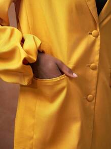 Zivah [2025 春夏] 优雅西装套装，适合商务、休闲、度假穿着 - 包含灯笼袖、口袋和喇叭裤的西装外套，适合生日派对、日常穿搭、秋冬通勤 - 黃色 - 查看 9