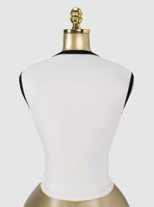 SHEIN SXY Áo ba lỗ in họa tiết đường phố không tay gợi cảm, mùa xuân/hè - Màu xanh lam - Xem 2