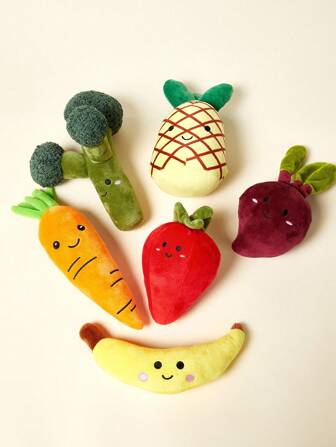 PETSIN Cute Vegetable And Fruit Series Plush Dog Toy, Built-In BB Barking Sound, Dog Biting Interactive Play