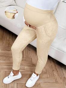 SHEIN Maternity Casual Solid Color Adjustable Waist Skinny Sweatpants