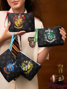 HARRY POTTER X SHEIN 1 Pc , Logo Printed Lightweight Cosmetic Bag, Suitable For Storing Cosmetics, Stationery, Daily Necessities, Digital Products, Great For Commuting, School, Travel, Suitable For Men, Women, Students, Children And All,Back To School - Black - View 2