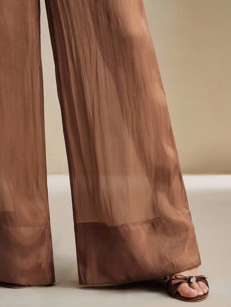 Women's Summer Elegant Lightweight Loose Fit Straight Leg Pants, Versatile For Beach, Festival, Holiday And Business Casual Wear