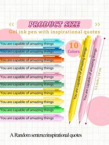 SHEIN Eine zufällige Sätze, 10 Stücke (Rondom Farbe) Motivations-Zitat Gelschreiber, Motivationspenser für Kollegen, inspirierende Zitate, einziehbarer Rollball, glattes Schreiben für Schulbedarf, Büro, Zuhause (Stilvolle Farbe, Mentalgesundheitserinnerung) Schulanfang