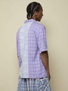 COUREZ 男女通用短袖格子衬衫，带蕾丝细节 / Y2K 度假装扮 女装 夏季外出装扮 可爱