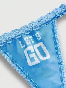 ROMWE J-Fashion Y2K 性感蕾丝拼接女式丁字裤 - 淺藍色 - 查看 3