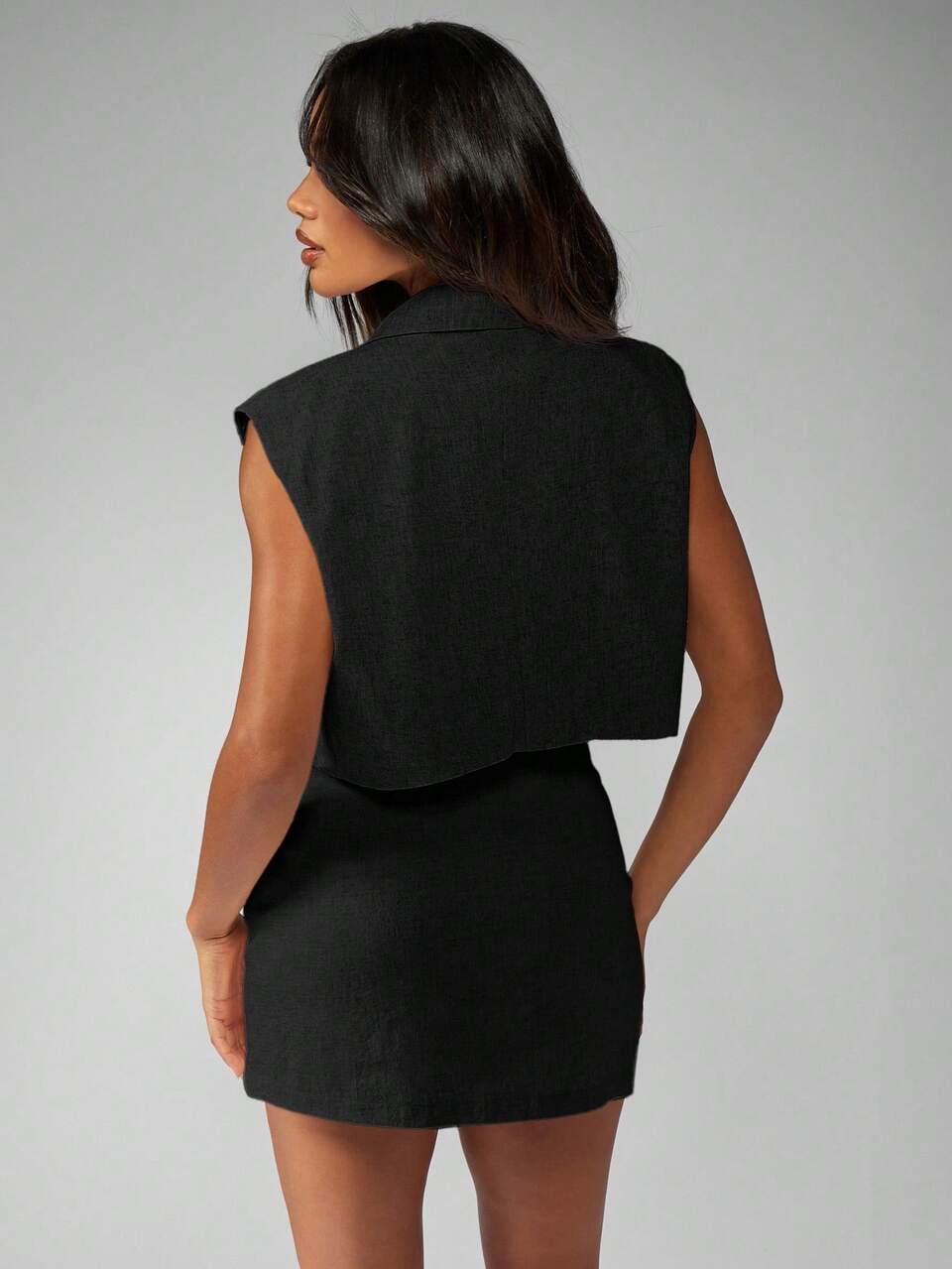 MISSGUIDED Sleeveless Cropped Linen Blazer With Modern Cut