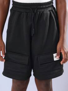 SUMWON Conjunto de camisa xadrez xadrez e short casual de verão, duas peças, com efeito de tinta spray, top estampado com números, calça estilo cargo, moda urbana - Multicolorido - Ver 7