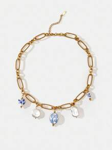 Maija Collar con colgante con forma de flor, pimienta, concha o corazón, de moda y personalizado