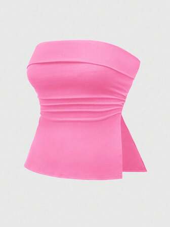 Grunge Punk Top bandeau sexy polyvalent pour femmes pulpeuses avec design fendu