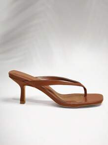 SHUZIA 女士时尚日常百搭人字拖高跟凉鞋 - 紫紅色 - 查看 7