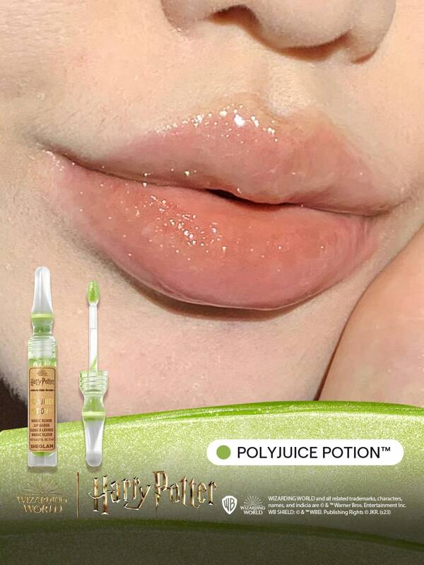 Harry Potter™ X SHEGLAM Magic Elixir Lip Gloss-Polyjuice Potion™ High Shine Finish Lip Glaze Shine Glitter Moisturizing Lip Care Reduce Lip Fine Lines Smooth Liquid Lipstick Christmas Gift Green Lip Gloss Graduation Birthday Holiday Summer Fall Autumn Y2K Fancy Fashion Women Makeup Cosmetic Party Beach Travel Camping Outdoors School Campus Trip Festivals Decor Gift Present Rose Girl Cosplay Best Color Charm Vibe