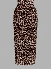 SHEIN EZwear Váy yếm họa tiết da báo tối giản giản dị, phù hợp cho mùa hè - Nhiều màu - Xem 3