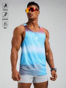 Manfinity Sport Polished Men's Plaid Printed Ombre Color Y-Back Sports Tank Top Workout Clothes Running Tees & Tanks, Running Tank Tops, Workout Tank Tops - Multicolor - View 1