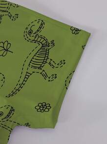 SHEIN Playful Pals 2pcs Young Boys Casual Adorable Cartoon Set, T-Shirt With Surfing Dinosaur & "LET'S ROAR" Print, Shorts Covered In Dinosaur Sketches, Short Sleeve T-Shirt And Shorts Set Suitable For Daily Play, Spring/Summer Casual Outfit - Multicolor - View 5