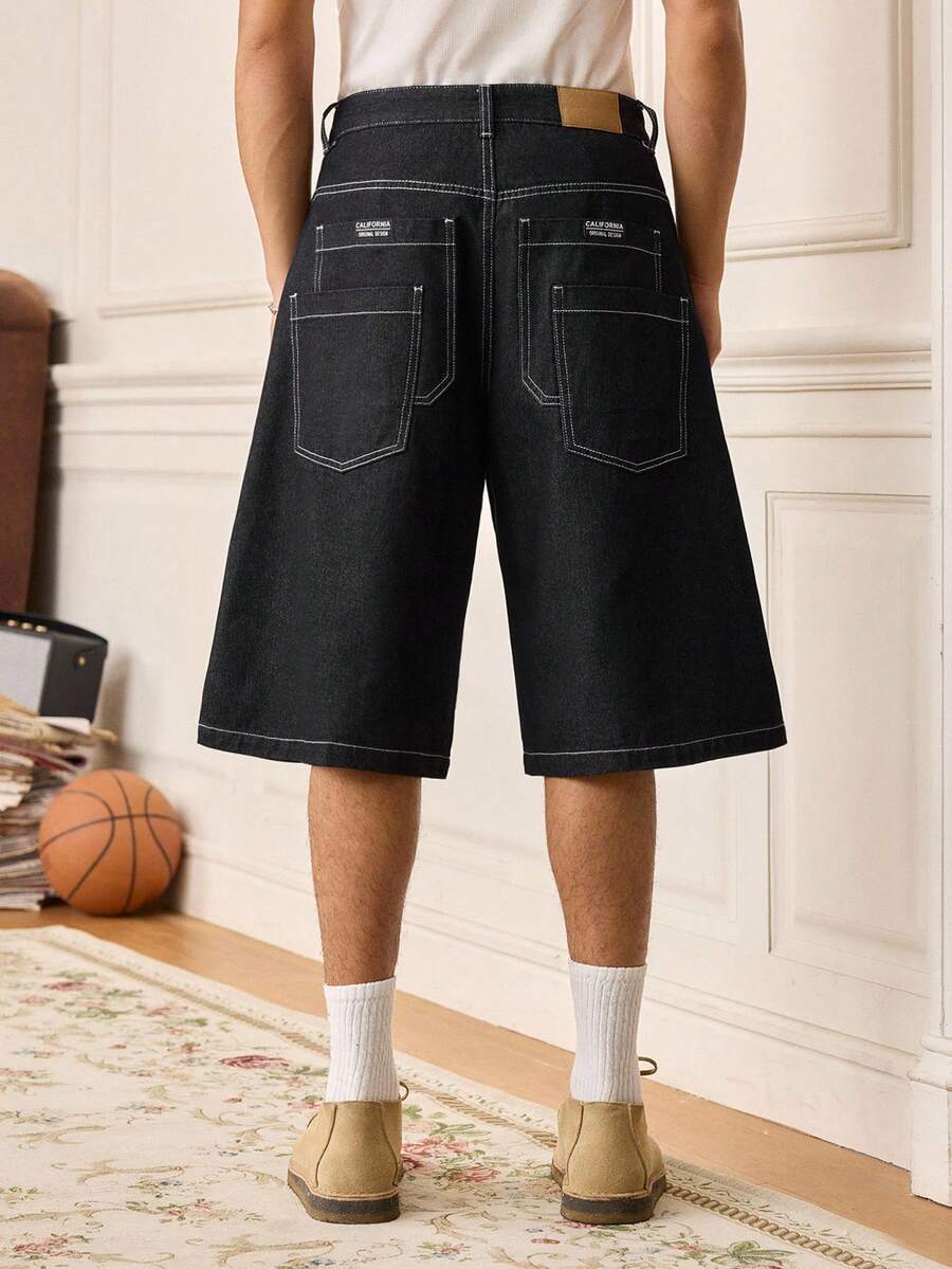 SWAVVY Casual Summer Men's Wide Leg Denim Shorts - Royal Blue - View 1