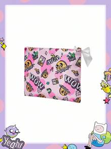 Adventure Time X ROMWE Cartoon Pattern Lace Trim Large Capacity Women's Cosmetic Bag, Portable Pouch - Multicolor - View 4