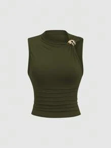 Sweetra 女式褶饰修身夏季上衣