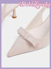 Dola Lovely French Genuine Leather Closed Toe Sandals For Women, 2024 Summer New Niche Design Narrow Heel Backless Pumps - Beige - View 9