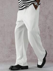 Manfinity EMRG Herren Patchwork Lässig Jogginghose mit Kordelzug Taille und Taschen, locker geschnitten - Weiss - Übersicht 6