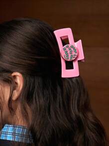 HARRY POTTER X SHEIN Fashionable Versatile Square Pink Big Hairgrip, Can Clip More Hair, Inspired By Birthday Cake - Pink - View 6