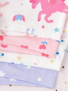 8件套女童独角兽、心形、月亮、星星和花卉图案夏季背心和内裤套装。适合小女孩穿着，柔软透气，可机洗，舒适贴身，设计简约。（4件套单独出售），女童内衣套装，舒适贴身睡衣，女童独角兽睡衣，返校时尚，返校时尚 - 彩色 - 查看 8