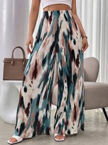 Breezaya 扎染阔腿休闲裤，女士春秋休闲自然阔腿长款多色宽松女裤，休闲日常穿着 - 彩色 - 查看 5