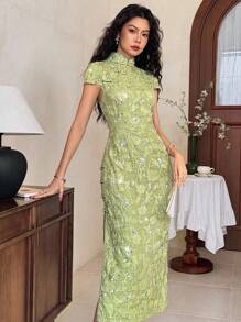 EastFlair 女士夏季优雅镂空亮片连衣裙