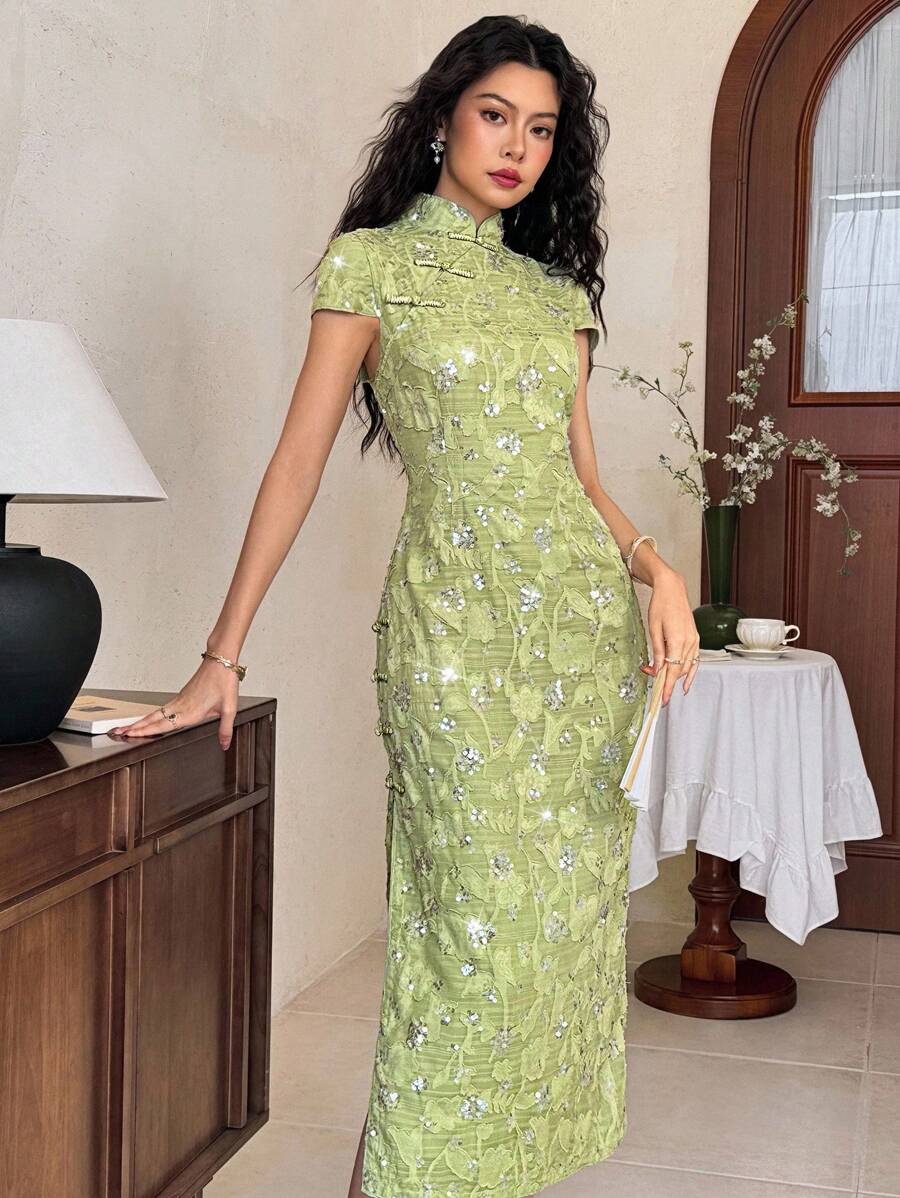 EastFlair 女士夏季优雅镂空亮片连衣裙