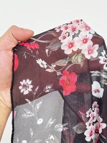 Sunspun 女士V领蕾丝拼接印花短袖T恤，修身腰部设计，优雅度假外出，夏季 - 彩色 - 查看 7